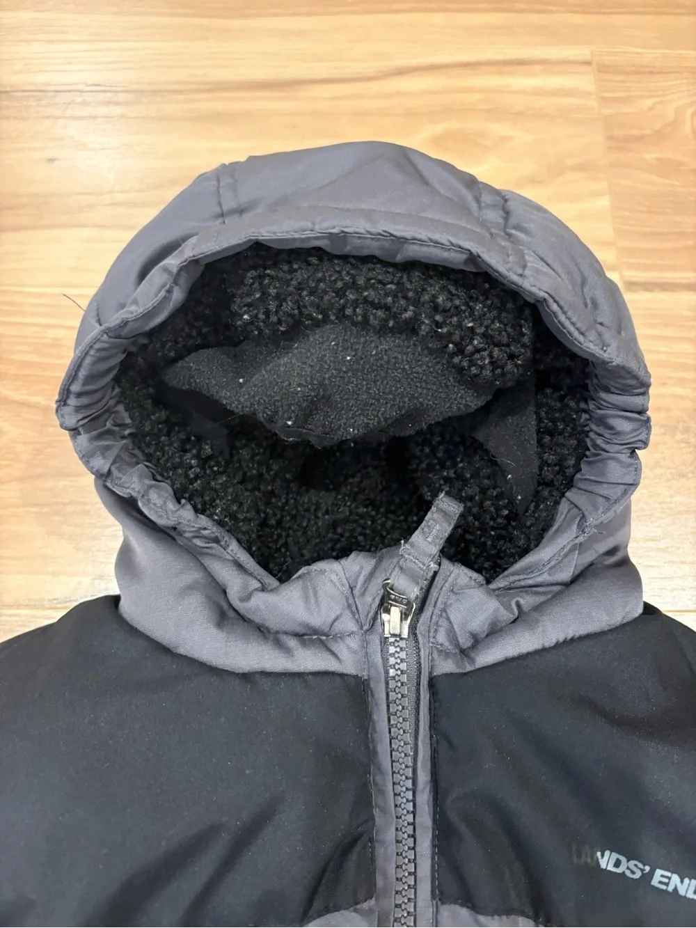 Kids' Land’s End Gray Hooded Puffer Jacket -